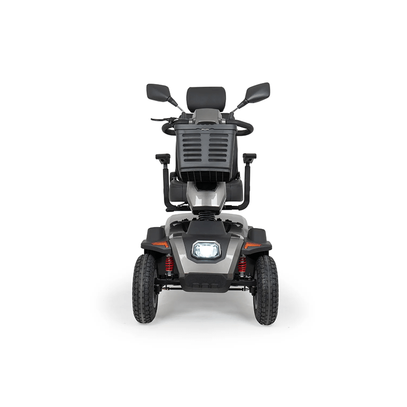 Scooterpac Savvy 8 Plus - Black mobility scooter on a white background