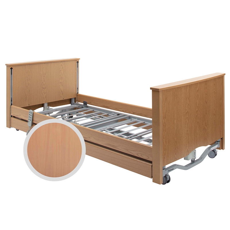 Drive DeVilbiss Bradshaw 2 Bed Standard in Light Oak with Wooden Side Rail Kit