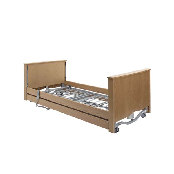 Drive DeVilbiss Bradshaw 2 Bed Standard in Light Oak with Wooden Side Rail Kit