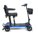 Atom Fold - Blue mobility scooter with a seat on a white background