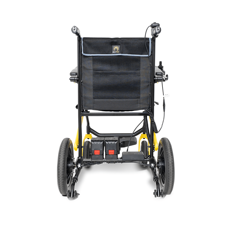 Atom Power Power Chair - Black and yellow mobility scooter on a white background