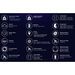 Atom Power Power Chair - Technical specifications of a powerchair displayed on a dark background with icons.