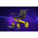 Atom Power Power Chair - Black and yellow electric wheelchair on a purple background