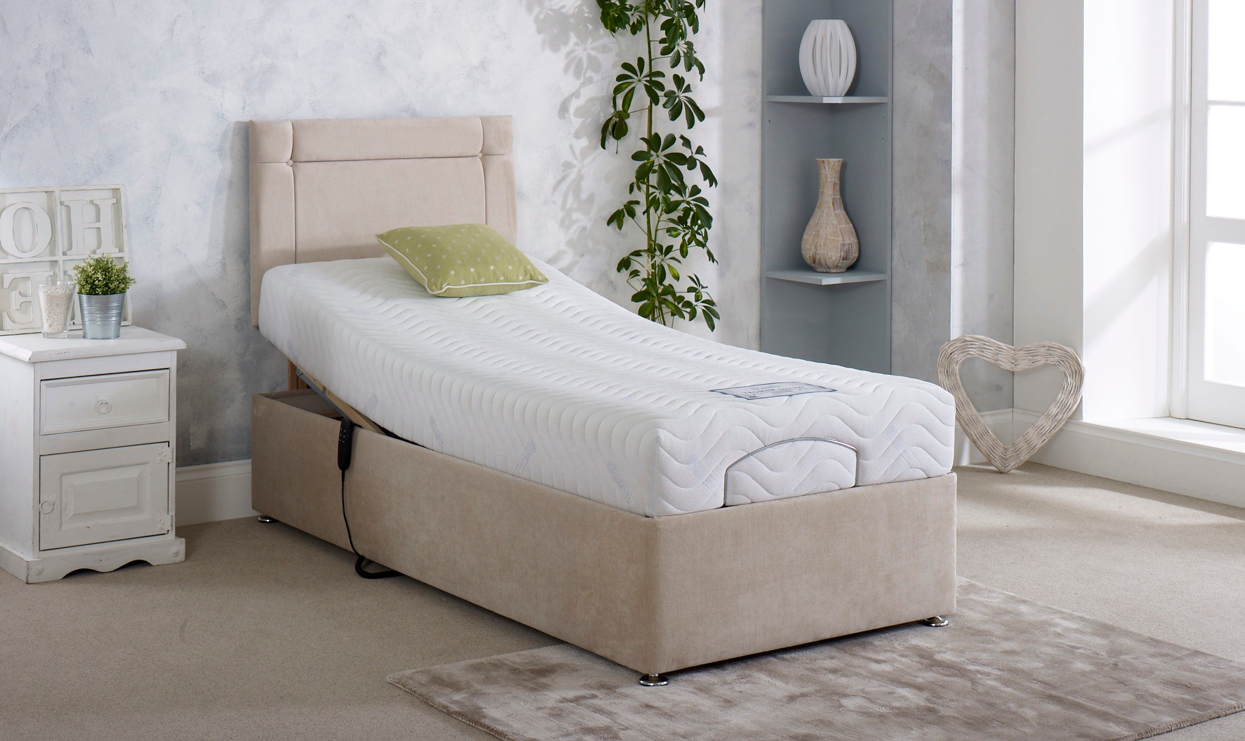 Drive DeVilbiss Adjustable Divan Bed with Reflex Foam Mattress