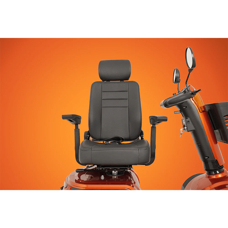 Savvy 8 - Gray seat and steering mechanism on an orange background