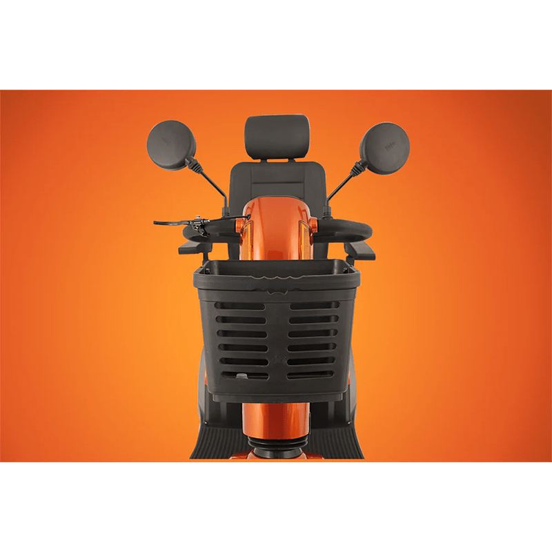 Savvy 8 - Black and orange mobility scooter on an orange background