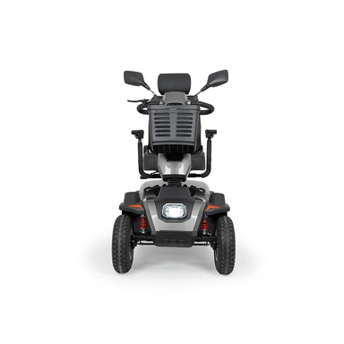 Scooterpac Savvy 8 Plus - Black mobility scooter on a white background